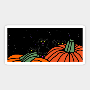 Two Pumpkins and Four Cats at Halloween Sticker